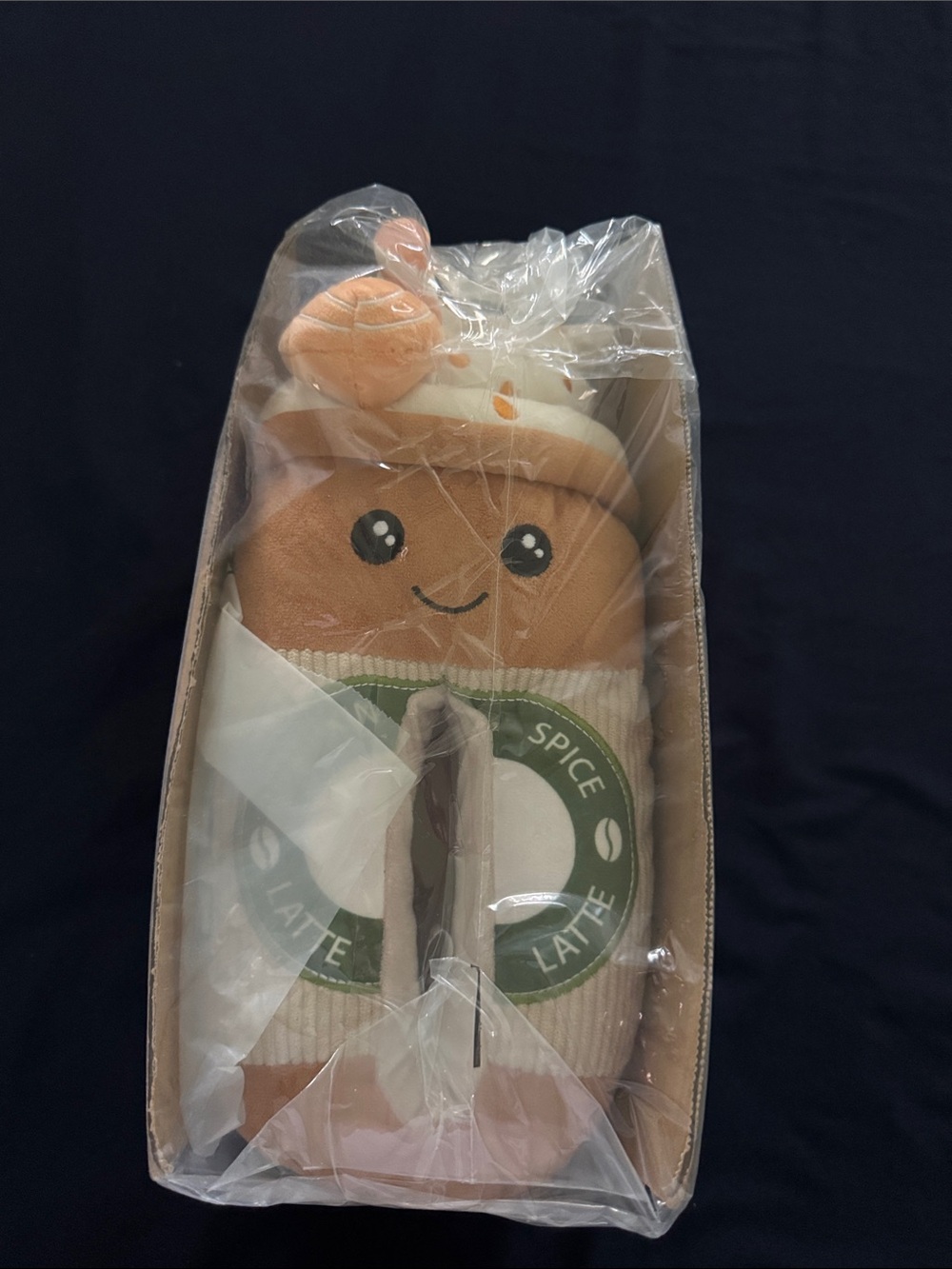 Womens Plush Slipper - Brown Pumpkin Spice Latte Design